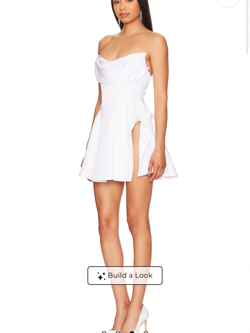 REVOLVE White Strapless Mini Dress with Side Slits.